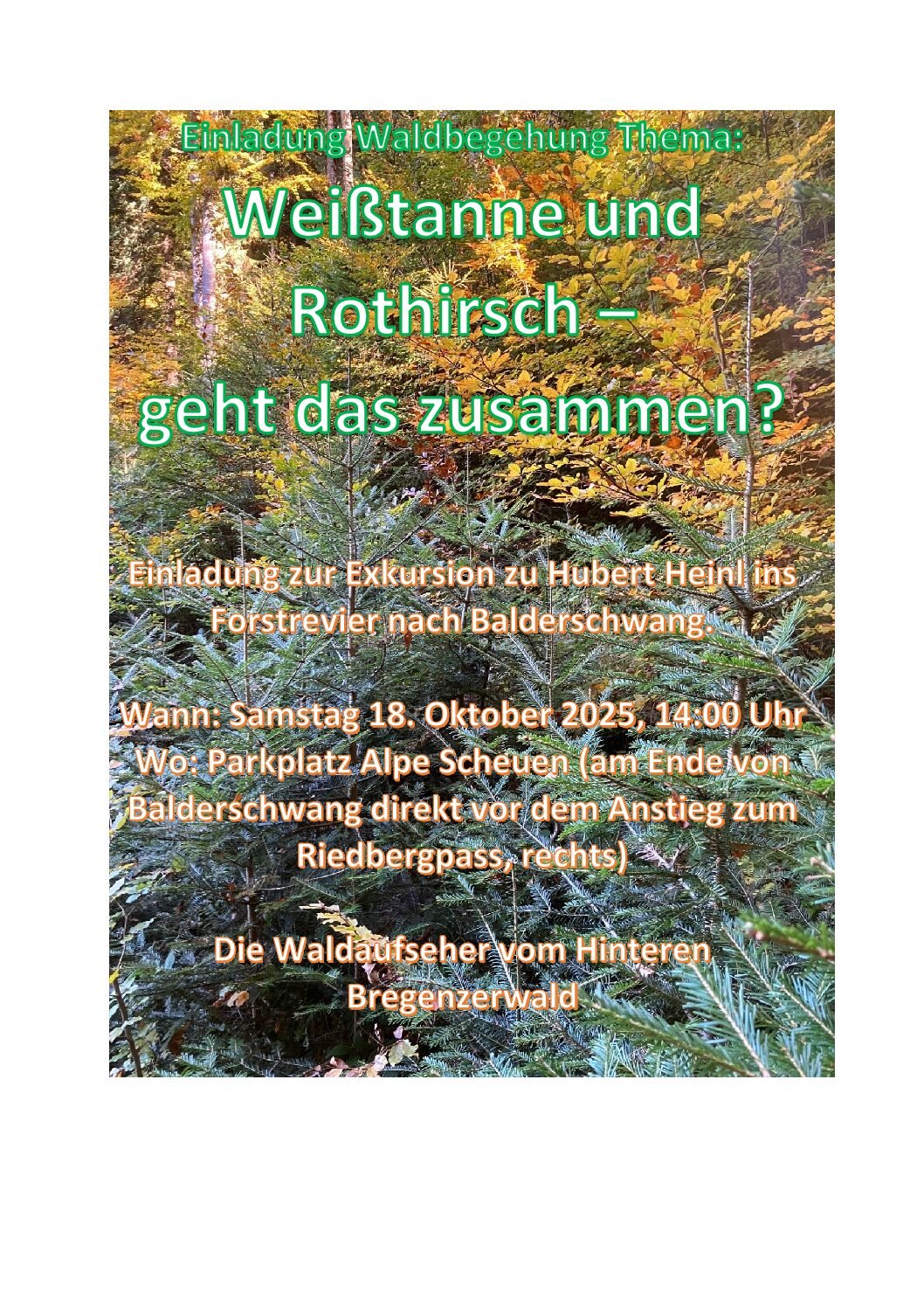 Flyer Waldbegehung Balderschang 18.10.2025